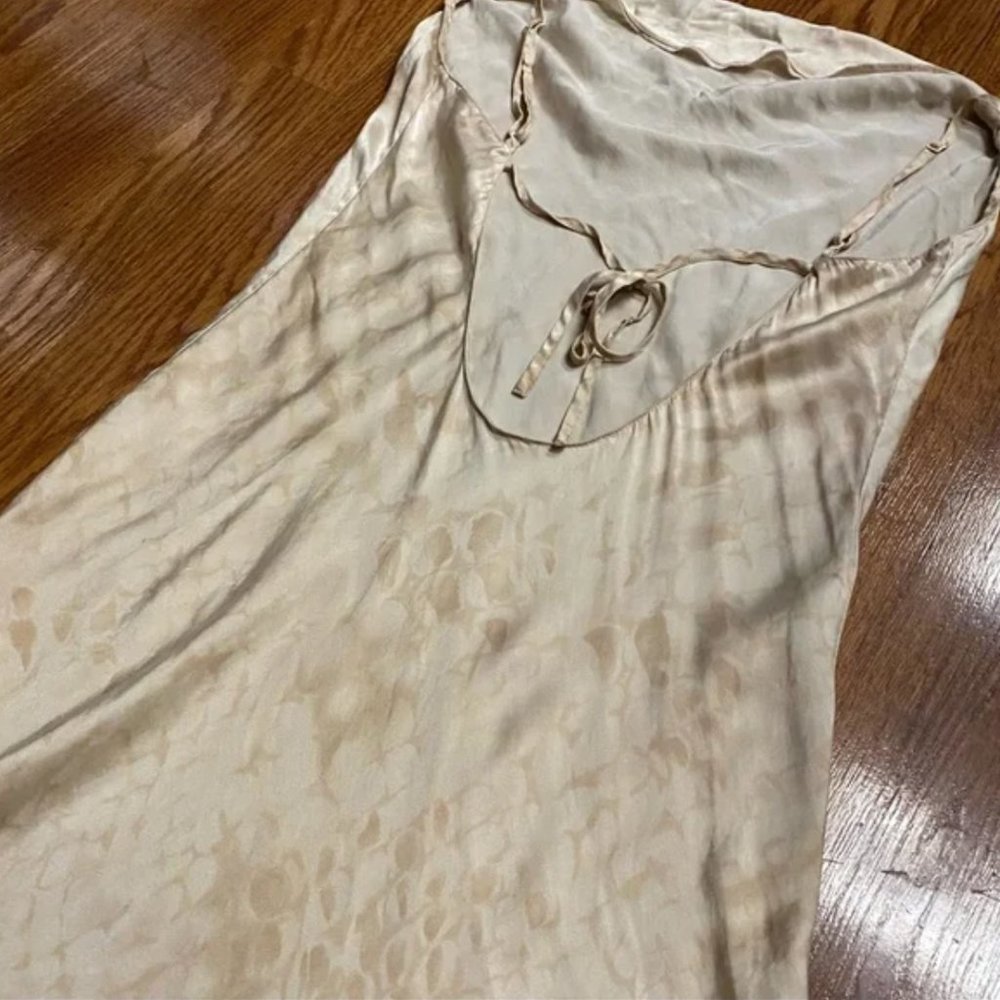 Vintage Y2K 100% Silk Slip Dress Printed Mini Silk Dress Size Small Cowl Neck - Picture 10 of 15